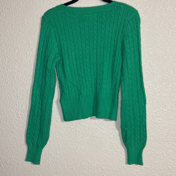 Jessica Simpson Green Cable Knit V-Neck Sweater NWOT Size M - Picture 7 of 9